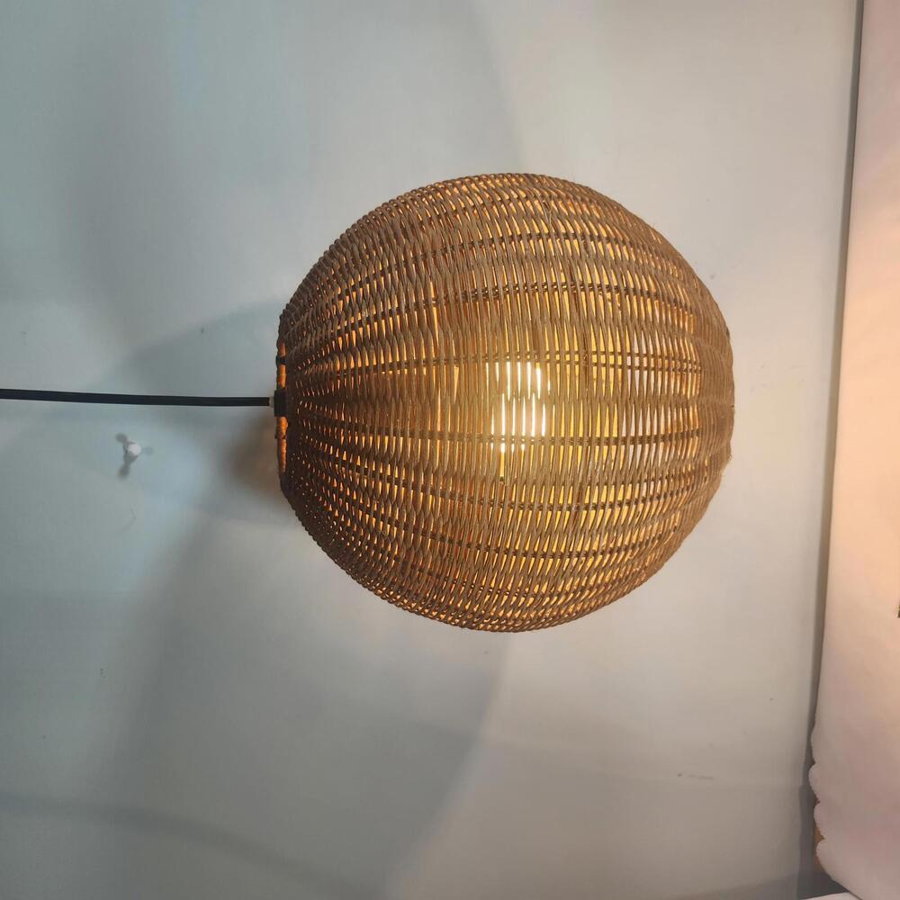 Boho Rattan 12 inch round Plug-In Light| 15ft Cord - Picture 2 of 3